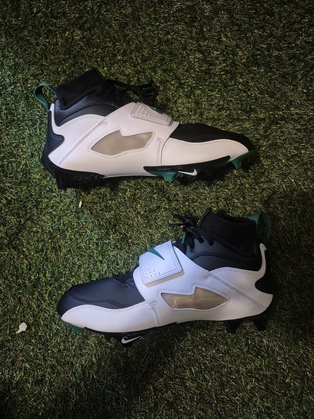 Nike Football Cleats in White, Black & Teal